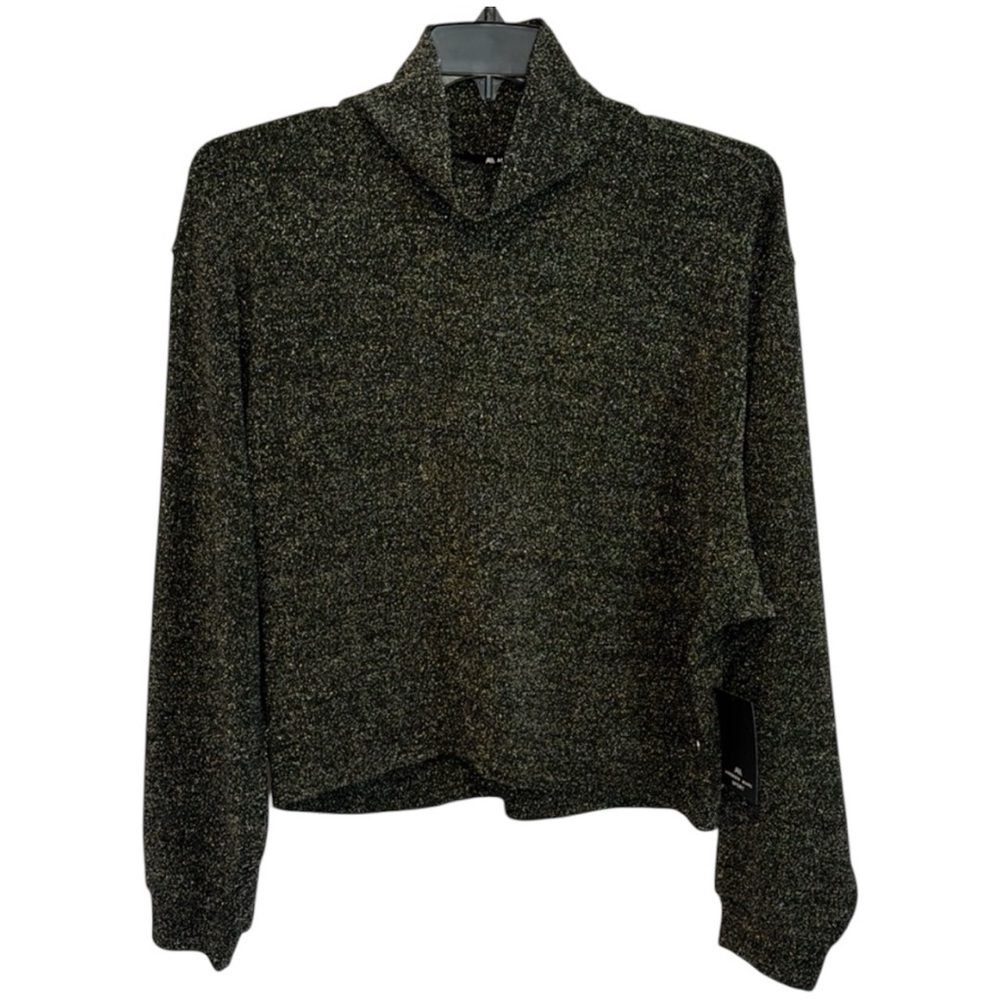 Andrew Marc Sport Black Glitter Mock Neck Shirt in XL NWT